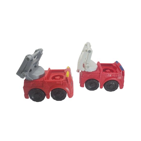 Fisher Price Little People Fire Engine Pair Ladder Trucks w/ 2 Firefighters Set - Picture 7 of 9